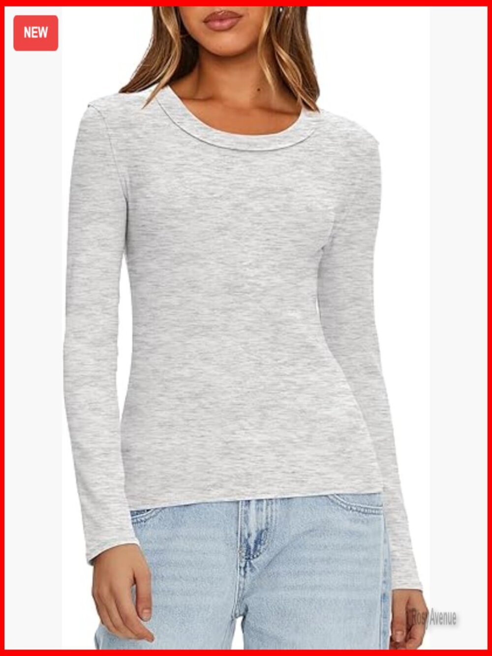 Long Sleeve Crew Neck Rib Knit Slim Fit Tee T-Shirt